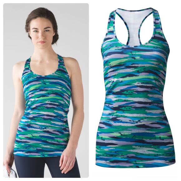 LULULEMON Womens Cool Racerback Athletic Tank Top Size 4 Seven Wonders Multi - Picture 1 of 6